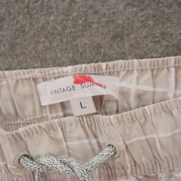 Vintage Summer Board Shorts Mens Large Blue Swim Surf Drawstring Print New - Picture 5 of 14